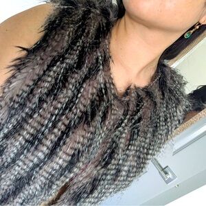 Waistcoat Black and Gray Faux Fur
